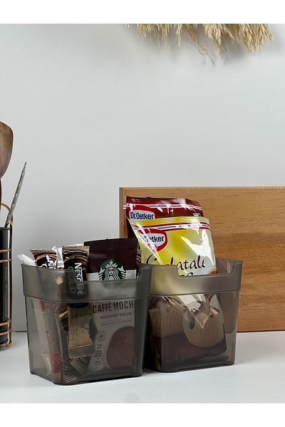 Tinsmith 0.95ml Smoked Large Size 2-Piece Multi-Purpose Organizer - Refrigerator Organizer Box with Lid