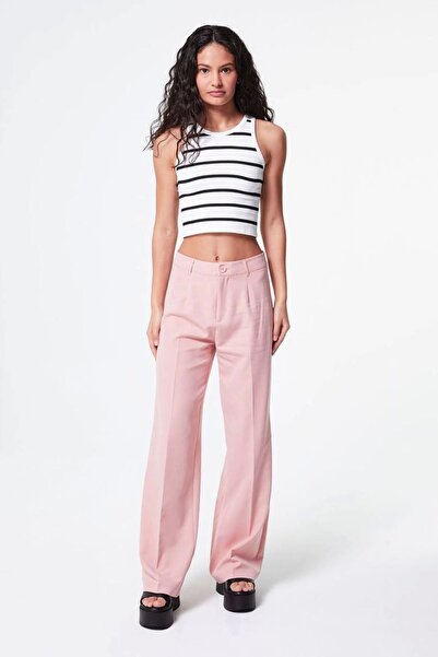 Bak Moda Ροζ παντελόνι Palazzo Mold Premium υφασμάτινο