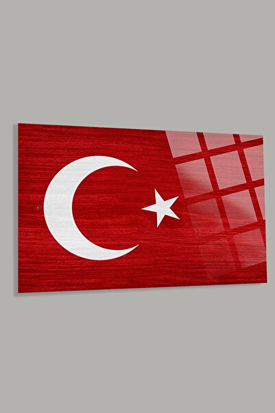 TAULART Türk Bayrağı 5 Ev Ofis Okul İçin 4mm Kırılmaz Temperli Yüksek Çözünürlüklü Cam Tablo