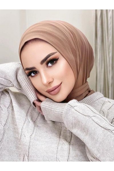 Organic Scarfs Hijabchi Дамски хиджаб Camel яка с щракаща яка Хиджаб Боне Модел Шал Шал