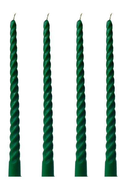 Petekoğlu (4 ADET 27.5CM YEŞİL) Balmumu Mum Konik Burgulu Şamdan Mumu Dekoratif Mum Bal Mumu Yeşil