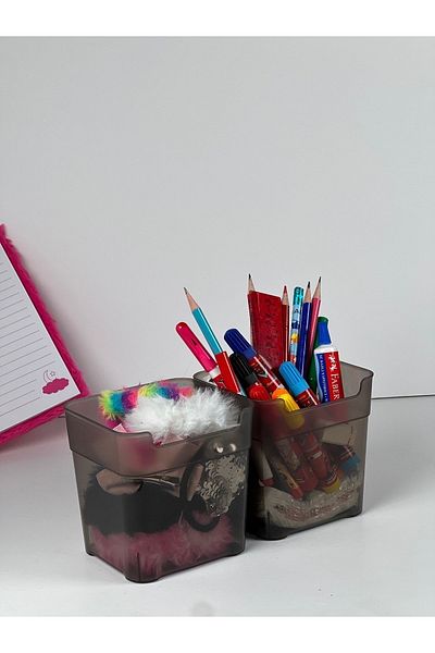 Tinsmith 0.95ml Smoked Large Size 2-Piece Multi-Purpose Organizer - Refrigerator Organizer Box with Lid