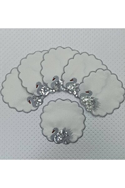 Altın Çeyiz Tekstil Kokteyl Kahve Yanı Kuğulu Pullu Gri Sunumluk Peçetesi 6'lı