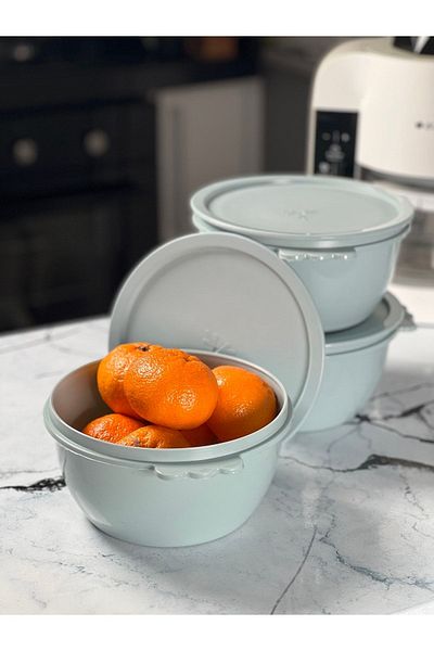 Homesea Vacuum Storage Container with Lid Airtight 3 Pieces Powder Green