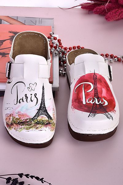 azizsahinshoes 3004 Παρίσι Ανατομικές Παντόφλες με σχέδια