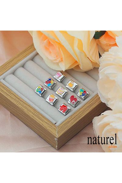 Naturel Tılsım 9mm Stainless Steel Lego Charm - Italian