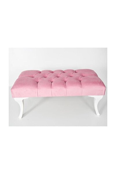 Bensimon Çima Kapitoneli Kapı Önü Ayakucu Mutfak Salon Masa Pembe Puf Bench