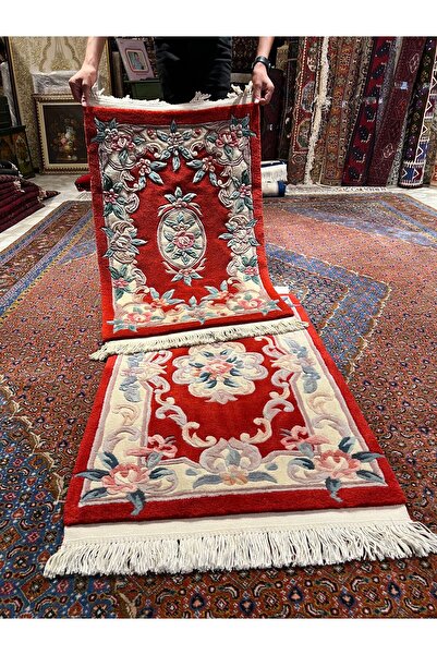 RD RAMAZAN DAĞ EL HALI SANATI El Dokuma Kabartmalı Çin Halısı Pamuk Saçak Üze...