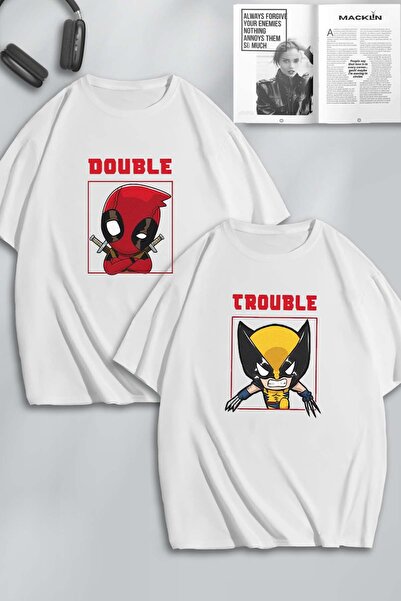 macklin Deadpool i Wolverine Štampano Unisex Oversize kroj T-shirt - Kombinac...