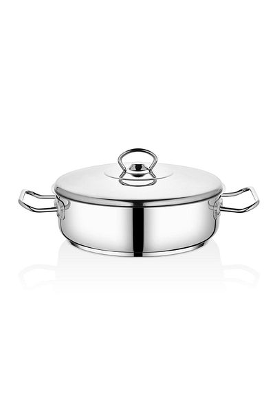 Özkent Çamlıca Flat Short Rice Pot 22 Cm (18/10 Stainless Steel)