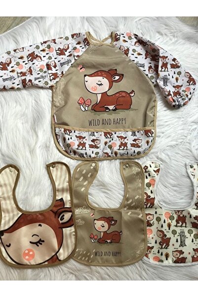 dubi baby 4 قطع كاراكا (1 كم 3 بدون أكمام) مريلة طعام أطفال منقوشة
