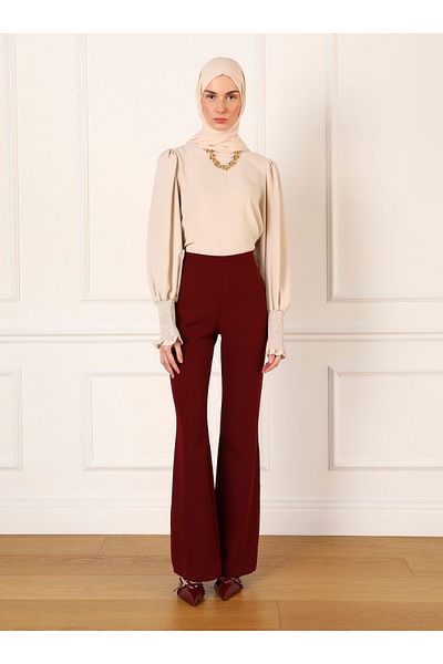 Refka Dark Red Spanish Leg Classic Trousers