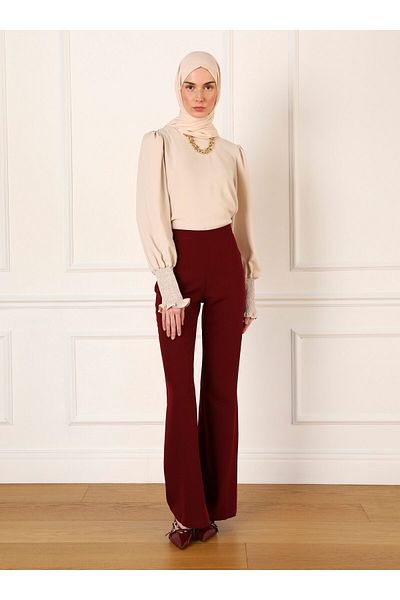 Refka Dark Red Spanish Leg Classic Trousers