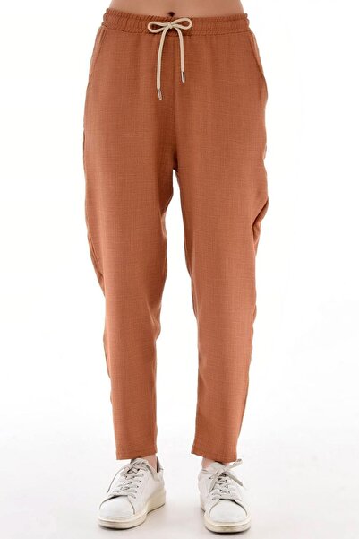 MissThetis Bağcıklı ve Lastikli Yüksek Bel Dar Paça Cepli Rahat Kalıp Şık ve ...