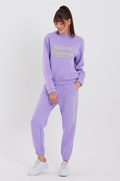 ESPİNA Γυναικείο Σετ Φούτερ Πλεκτό Καπιτονέ Κέντημα με Ελαστικά Πόδια