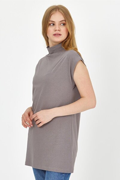 ESPİNA Dik Yaka Kolsuz Örme Pamuklu Tunik