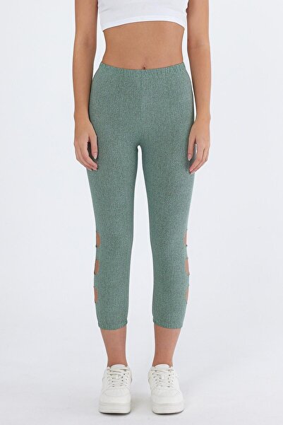 ESPİNA Women's Side Perforated Elastic Leg Below the Knee Capri