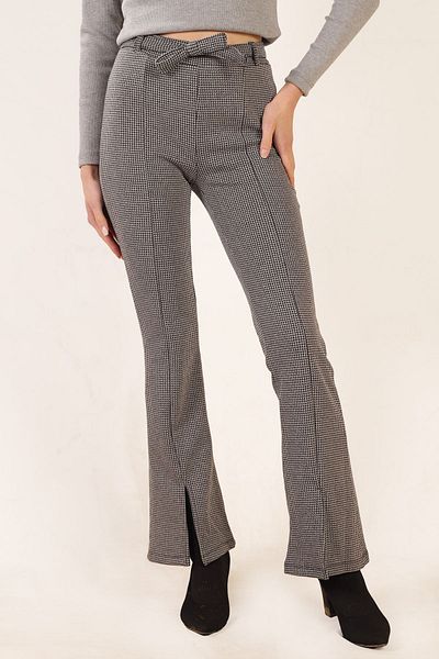 ESPİNA Women's Jacquard Fabric Belted Cotton Knitted Trousers