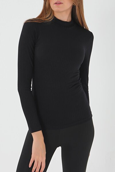 ESPİNA Women's Reported Camisole Turtleneck Blouse Black