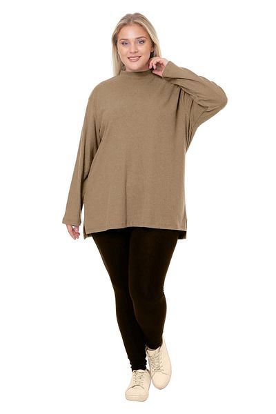 ESPİNA Women's Large Size Soft Quality Slit Turtleneck Tunic