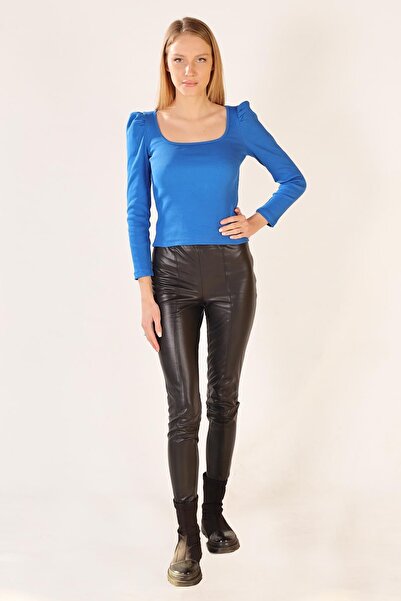 ESPİNA Women's Square Collar Long Sleeve Blouse