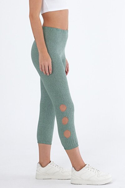 ESPİNA Women's Side Perforated Elastic Leg Below the Knee Capri