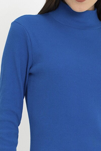 ESPİNA Kaşkorse Balıkçı Yaka Yıtmaçlı Örme Uzun Elbise Saks