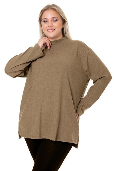 ESPİNA Women's Large Size Soft Quality Slit Turtleneck Tunic