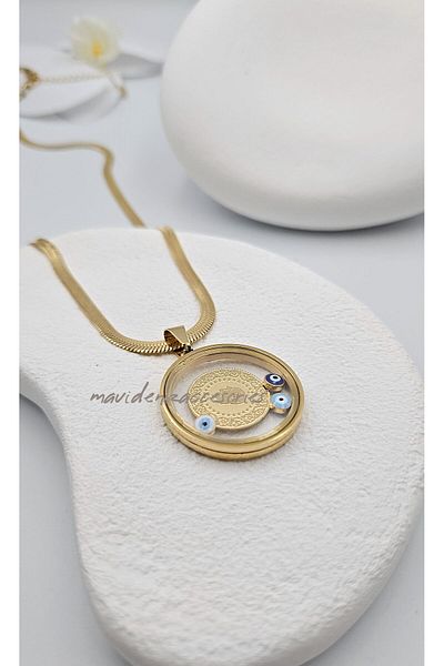 m mavi deniz accesories Italian Chain Glass Bell Jar Necklace - Framed and Quartered