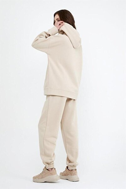 ESPİNA Γυναικείο σετ φούτερ με ελαστική μέση και πόδια με τρεις κλωστές Fleece Oversize