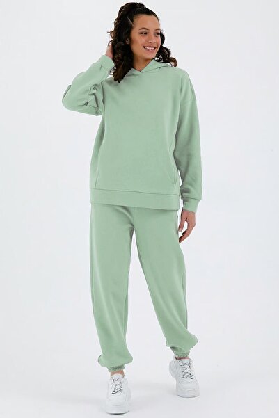 ESPİNA Women's Three Thread Fleece Oversize Tracksuit Set with Elastic Waist and Legs