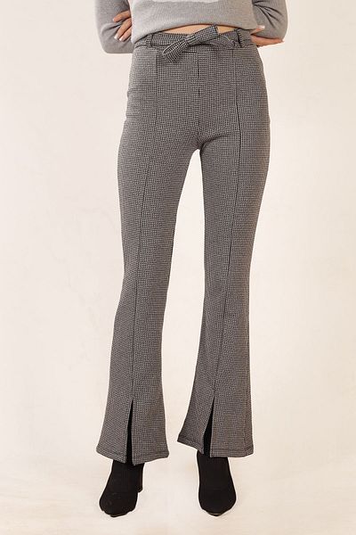 ESPİNA Women's Jacquard Fabric Belted Cotton Knitted Trousers