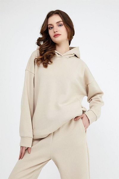 ESPİNA Set de trening oversize din lână cu trei fire pentru femei, cu talie și picioare elastice