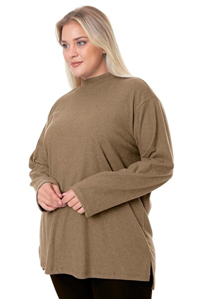 ESPİNA Women's Side Slit Turtleneck Tunic