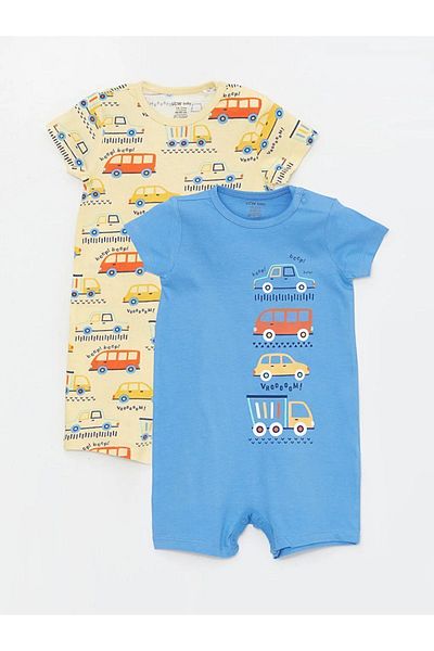 LC Waikiki LCW baby Crew Neck Short Sleeve Printed Baby Boy Jumpsuit 2-Piece