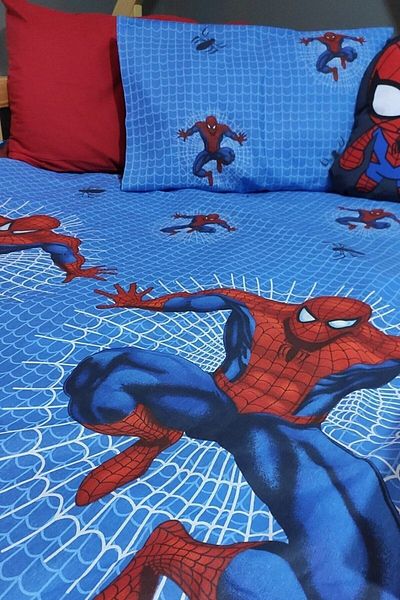 SNR HOME COLLECTION Set de cearșafuri elastice pentru cameră pentru copii din bumbac Spiderman