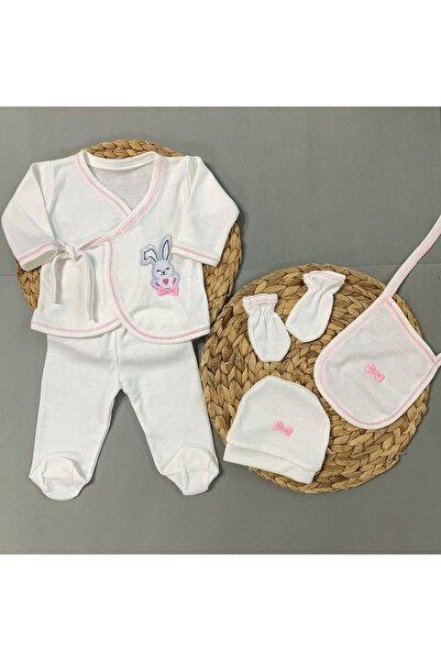 Petite Ponpon Baby طقم خروج من المستشفى مكون من 5 قطع لملابس الأطفال حديثي ال...