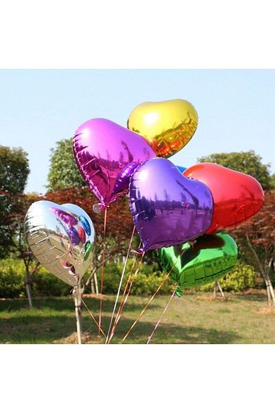 CAVAŞ sun hat 10 Pieces 40 Cm Mixed Color Heart Foil Balloon