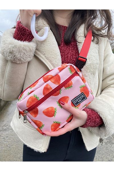 Differ Studio Strawberry Patterned Waist Shoulder Bag
