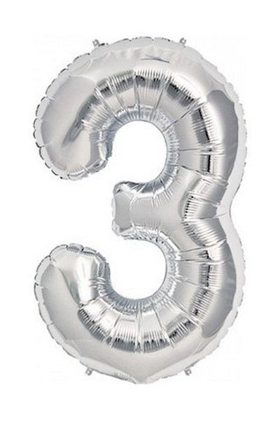 CAVAŞ sun hat 3 Number Silver Foil Balloon 32inc 80 Cm