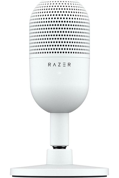 RAZER ميكروفون USB صغير الحجم من Seiren V3 Mini مع خاصية النقر لكتم الصوت - أبيض