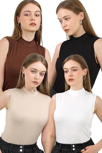 JustMORE Set de 4 body fără mâneci pentru femei