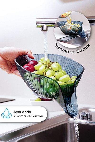 Vienev Blue Fruit Vegetable Washing Strainer - Pasta Rice Strainer