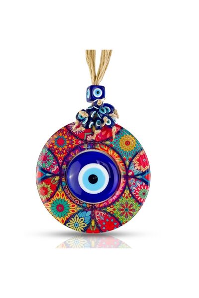 BCS Mandala Ahşap Nazar Boncuğu Duvar Süsü 12 Cm Çap - Ev, Balkon, Ofis Dekor...