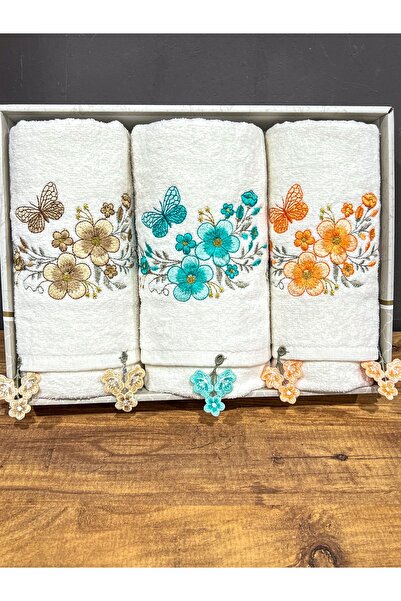 AYHANHOME Оксамитовий рушник для рук та обличчя 50x90 3 шт. з вишивкою Джейізлік в коробці