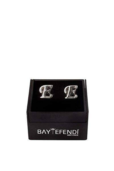 BAYEFENDİ Kişiye Özel Çift Harfli Gümüş Renk Kol Düğmesi E Harfi