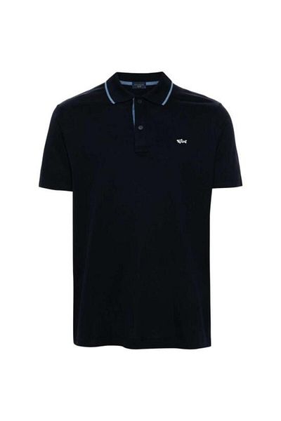 PAUL&SHARK Tricou cu gât polo pentru bărbați albastru închis - bumbac, mânecă scurtă, utilizare casual 14311716 -050