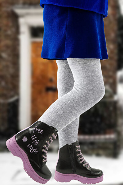 BYŞ Moda Sıcak Astar Kaymaz Renkli Taban Günlük Kız Çocuk Botu