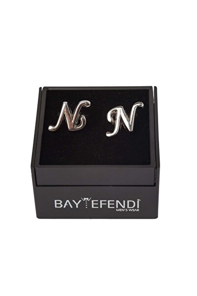 BAYEFENDİ Kişiye Özel Çift Harfli Gümüş Renk Kol Düğmesi N Harfi