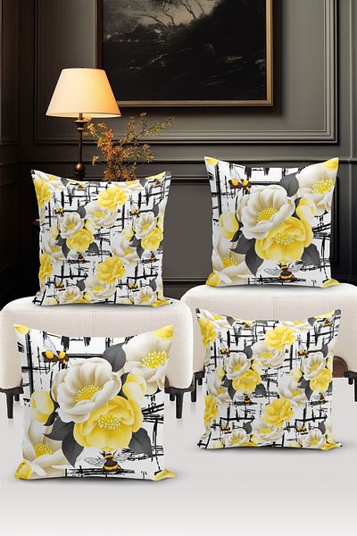 Filamente Double Sided Digital Printed 4-Piece Throw Pillow Cover Set - High Quality Washable Micropetek